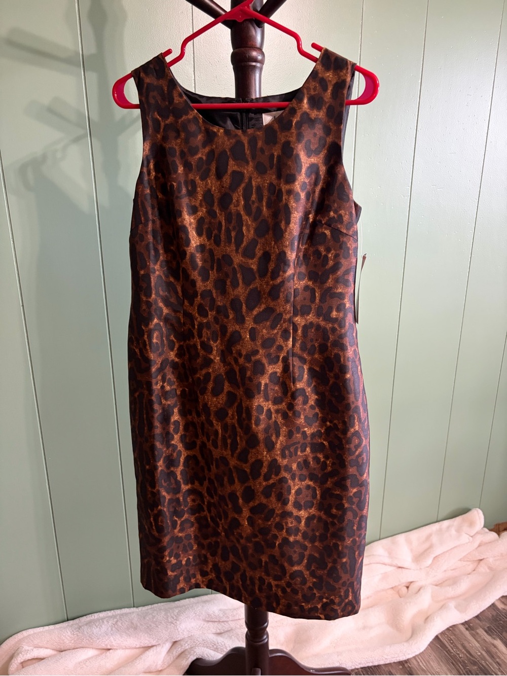 Le Suit Brown and Black Leopard-Print Sleeveless Midi Dress